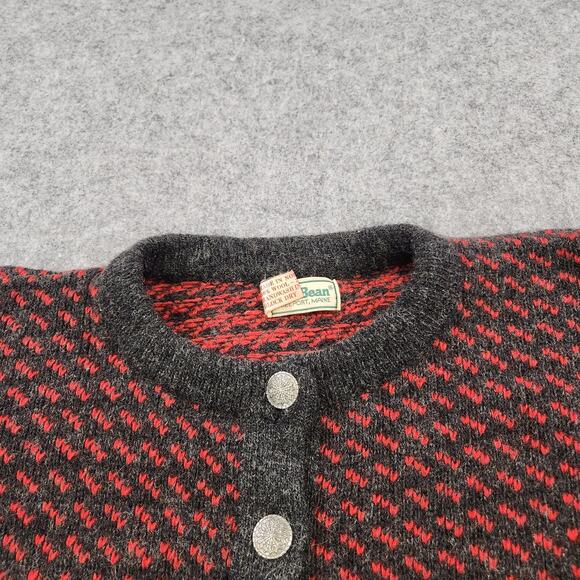 Vintage LL Bean Sweater Womens Medium Birdseye Wool Knit Cardigan Norway 90s - Picture 6 of 14